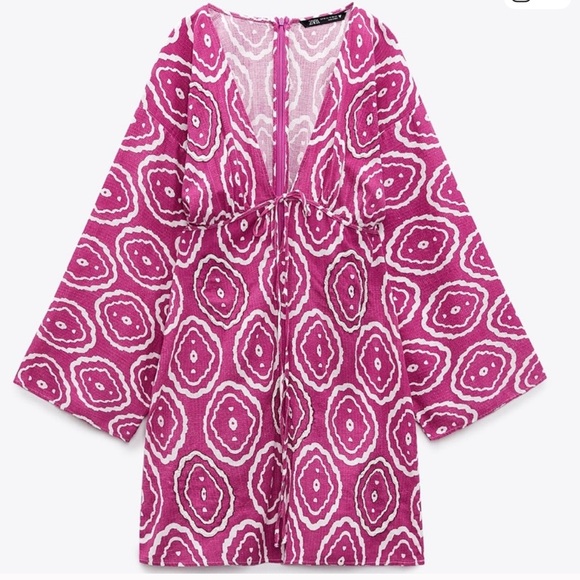 Zara Dresses & Skirts - Zara Fuchsia & White Printed Mini Dress